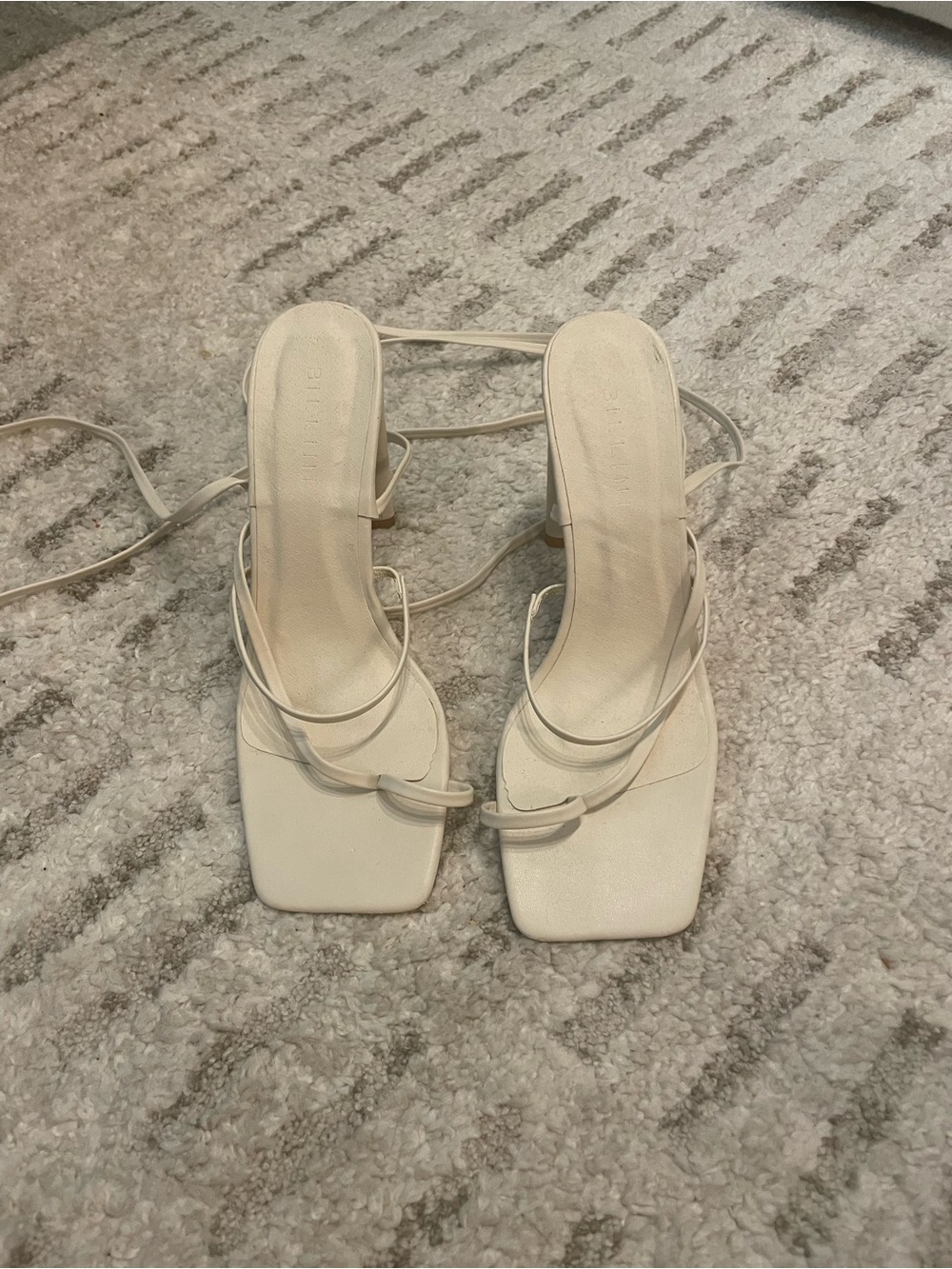Billini Cream Lace-Up Square-Toe Strappy Sandals